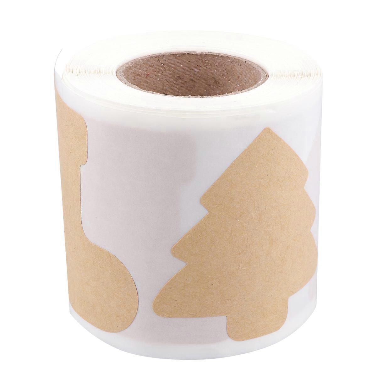 Rolle Mit 300 Stück Feinen Kraftpapier-siegelaufklebern, Kreatives Und Einzigartiges Weihnachtsdesign, Selbstklebende Etikettenaufkleber, Geschenkverpackungsaufkleber-6.8x6.4cm