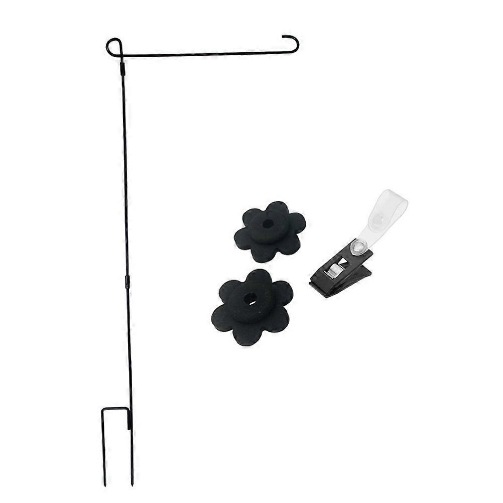 Set Robuster Gartenfahnenständer, Premium-gartenfahnenmast, Fahnenpräsentationsständer-90x43cm-black