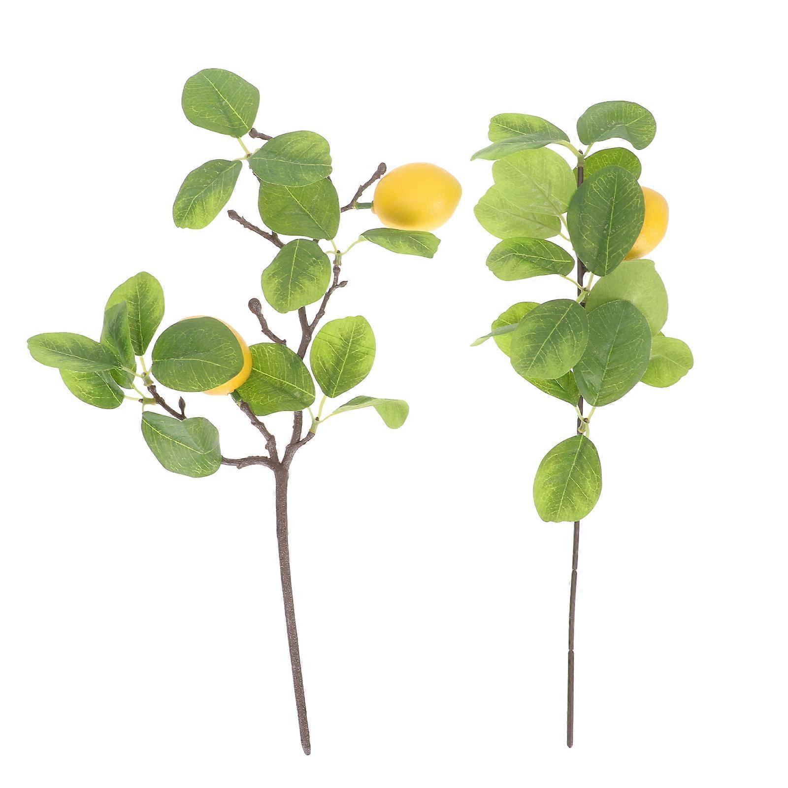 2er-set Künstliche Zitronenbaum-dekorationen Für Zuhause, Künstliche Zitronenzweige Mit Blättern Und Stielen, Frühlings- Und Sommerdeko-38x15cm-yellow