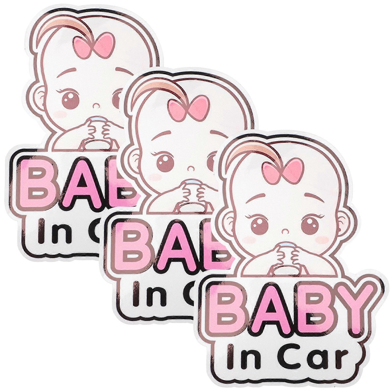 3er-set Autoaufkleber „baby An Bord“ – Sicherheitsaufkleber Für Kinder Im Auto-18x12.5cm-pink