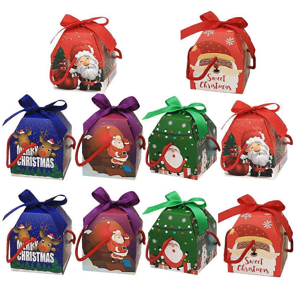 10 Stück Schicke Weihnachts-apfelboxen, Geschenkboxen, Bonbonverpackungsboxen (verschiedene Designs)-11x9.5cm