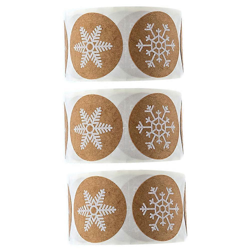 3 Rollen Weihnachtsschneeflocken-verschlussaufkleber, Weihnachtsmotiv-aufkleber (verschiedene Farben)-2.5x2.5x0.1cm