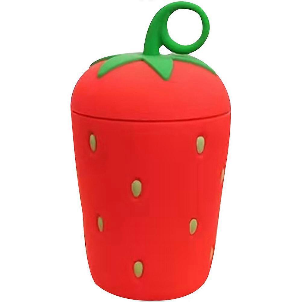 Erdbeerförmige Silikonhülle, Glas-wasserbecher, Haushalts-trinkbecher, Reisebecher (300 Ml)-15x8.4cm-red