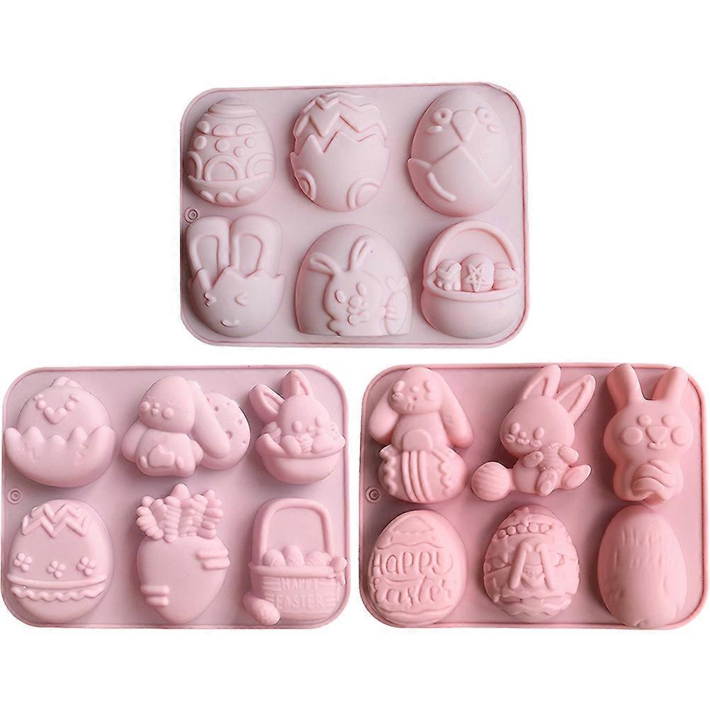 3-teiliges Silikon-osterform-set: Osterkuchenform, Silikon-fondantform, Silikon-osterform Für Partys-19.7x15cm-pink