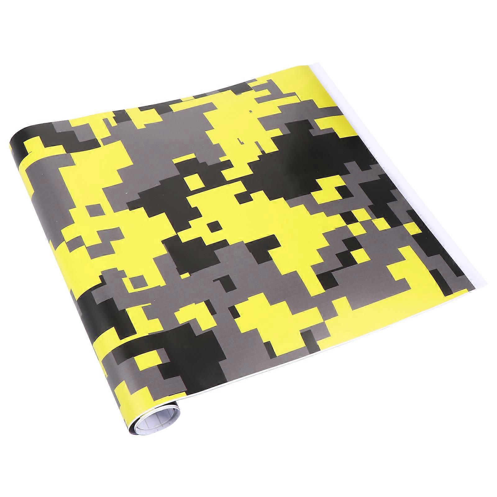 Camouflage-graffiti-autoaufkleber, Vinylfolie, Motorradaufkleber, Modedekor-152x30cm-yellow