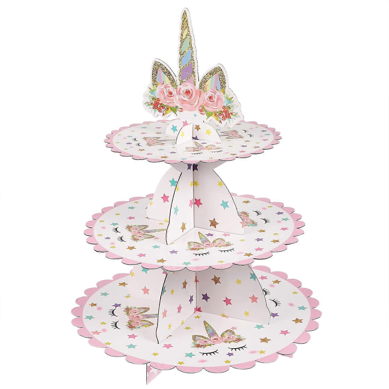 1 Stück Papier-kuchenständer, Cupcake-präsentationsständer, Dreistöckiger Kuchenständer-29.5x30cm