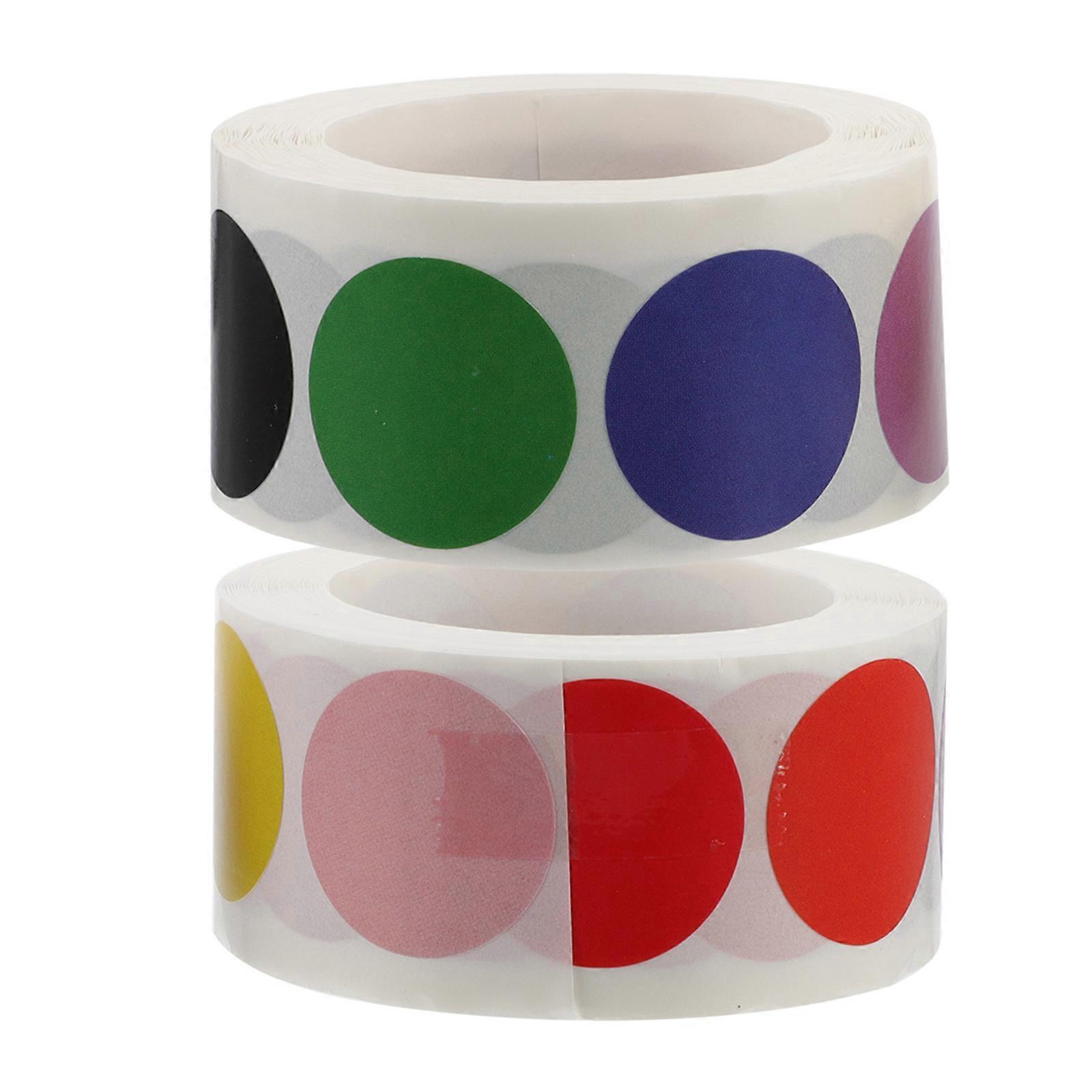 2 Rollen Bunte Punktaufkleber, Praktische Siegelaufkleber, Schreibwarenaufkleber-2.2x2.2x0.1cm-colorful