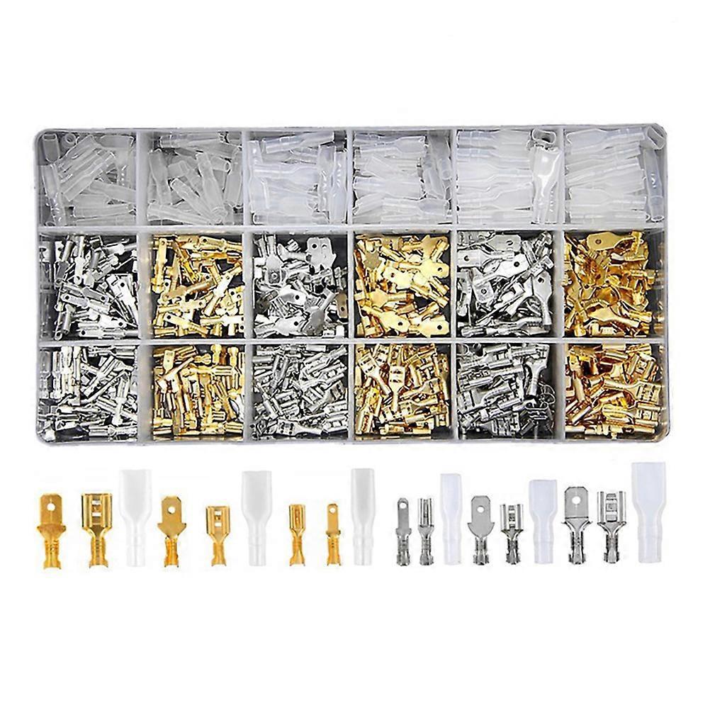 720-teiliges Sortiment An Isolierten Elektrischen Drahtklemmen Mit Crimpverbindern (flachsteckverbinder)-2.1x0.5cm