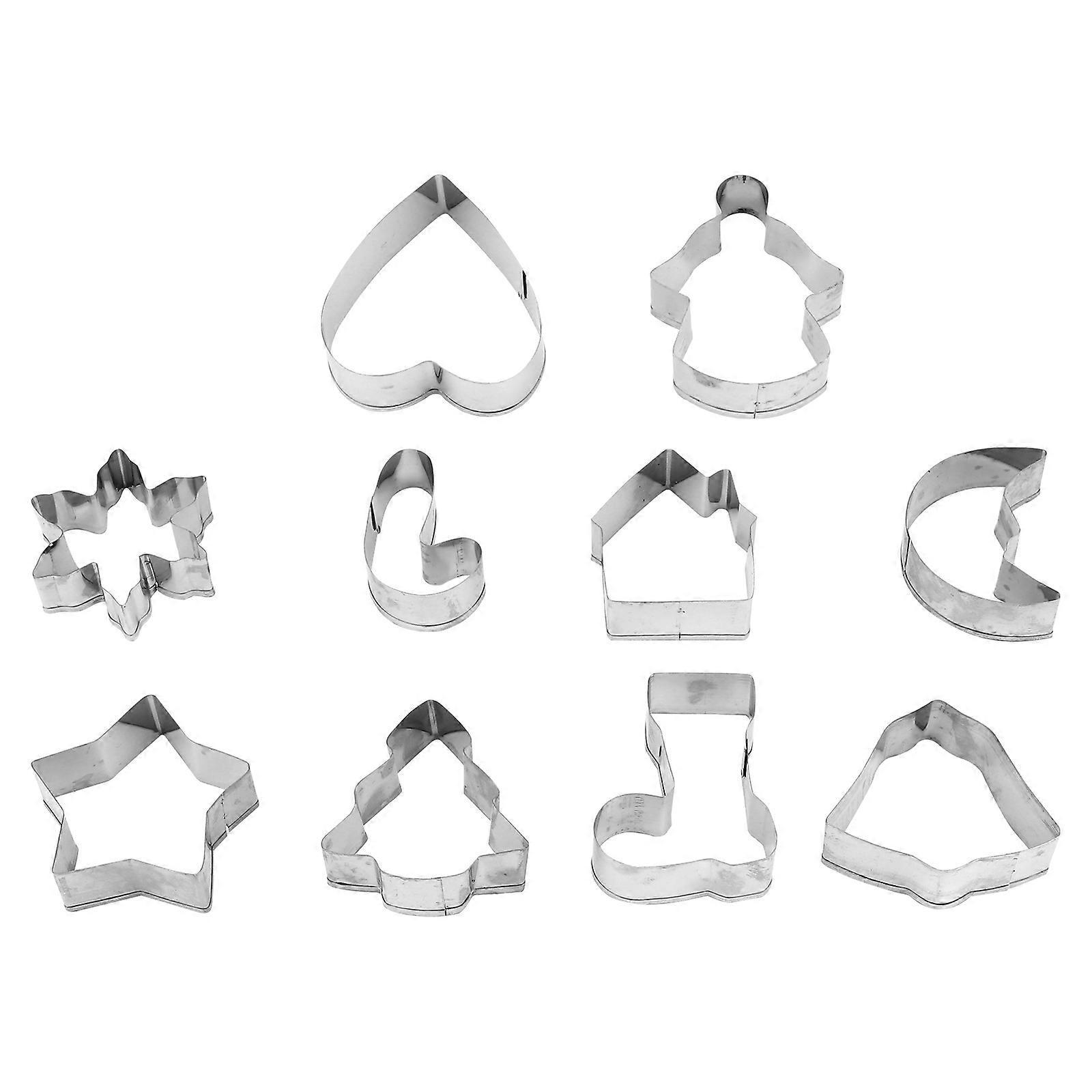 10-teiliges Set Weihnachtsplätzchenausstecher Aus Edelstahl, Diy-backwerkzeug-5.2x4.6cm