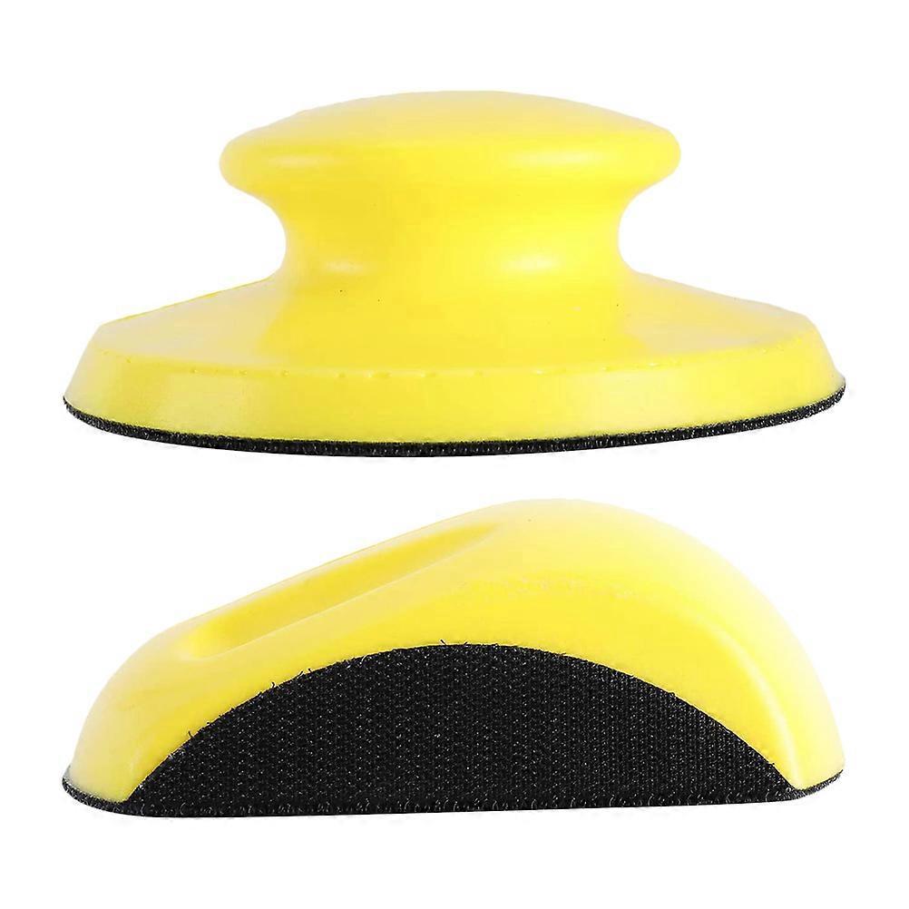 2 Stück 5-zoll-handschleifblöcke, Runde Und Mausförmige Scheiben Zum Polieren-12.7x5cm-yellow