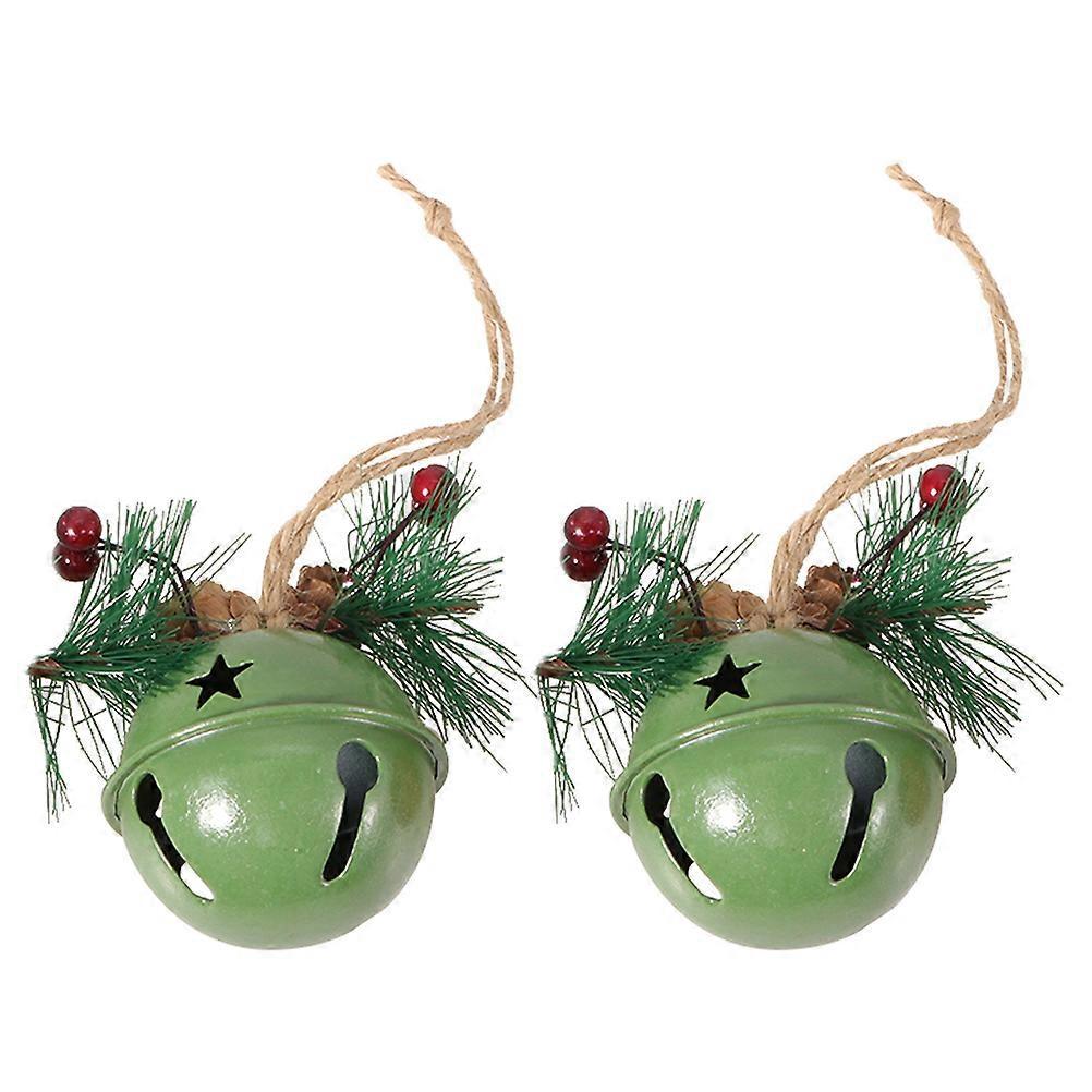2-teiliges Set Weihnachtsbaumschmuck-accessoires, Modische Eisenglocken-dekorationen-6.00x6.00x6.00cm-green