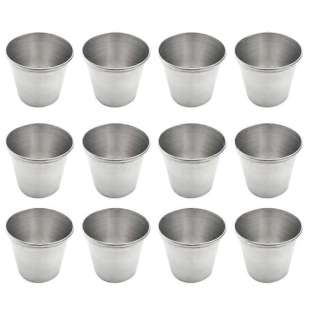 12 Vintage-kaffeebecher Aus Glas, Weingläser Aus Metall, Kleine Saucenschalen, Likörbecher Aus Edelstahl, Camping-schnapsgläser-5x5x4.3cm-silver