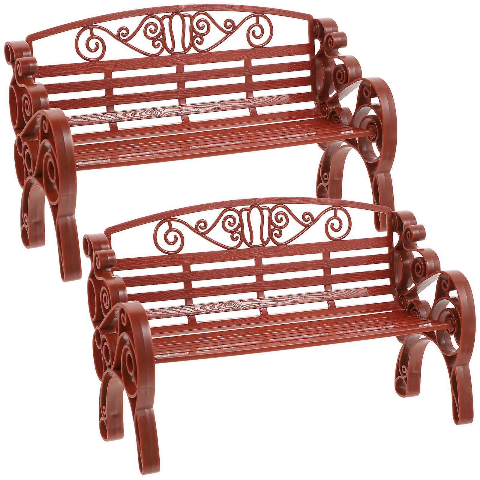 2er-set Dekobank-modell, Kleine Bank, Foto-requisite, Kleine Bank, Gartenmöbel-22x14x8.8cm-brown