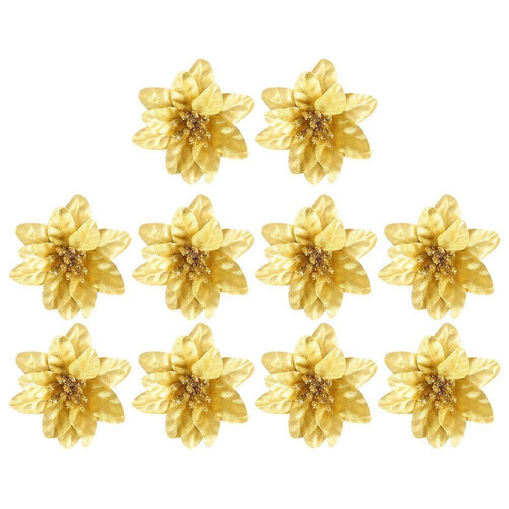10 Künstliche Weihnachtsblumen Als Dekoration Für Die Weihnachtsfeier-66cm-golden