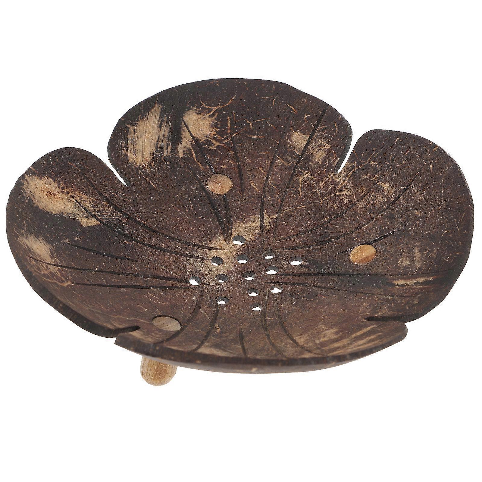 Seifenschale Aus Kokosnussschale, Seifenhalter, Duschablage, Shampoo-halter, Seifenbehälter (blütenform)-12x12cm-coffee