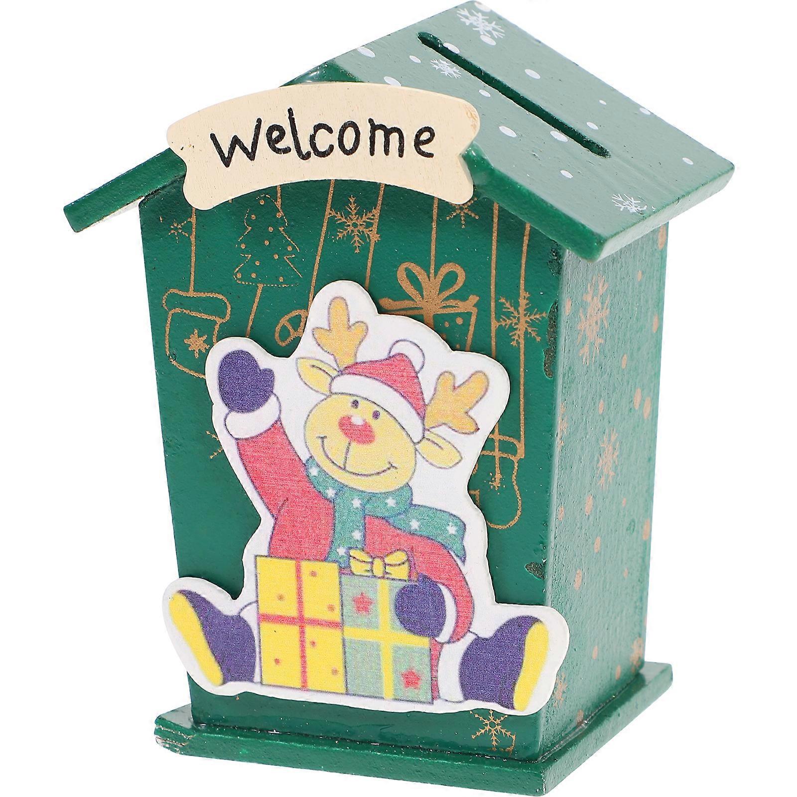 Kreative Spardose In Hausform Mit Weihnachtsmotiv, Holz-sparschwein Mit Cartoon-motiv Für Kinder (zufälliges Muster)