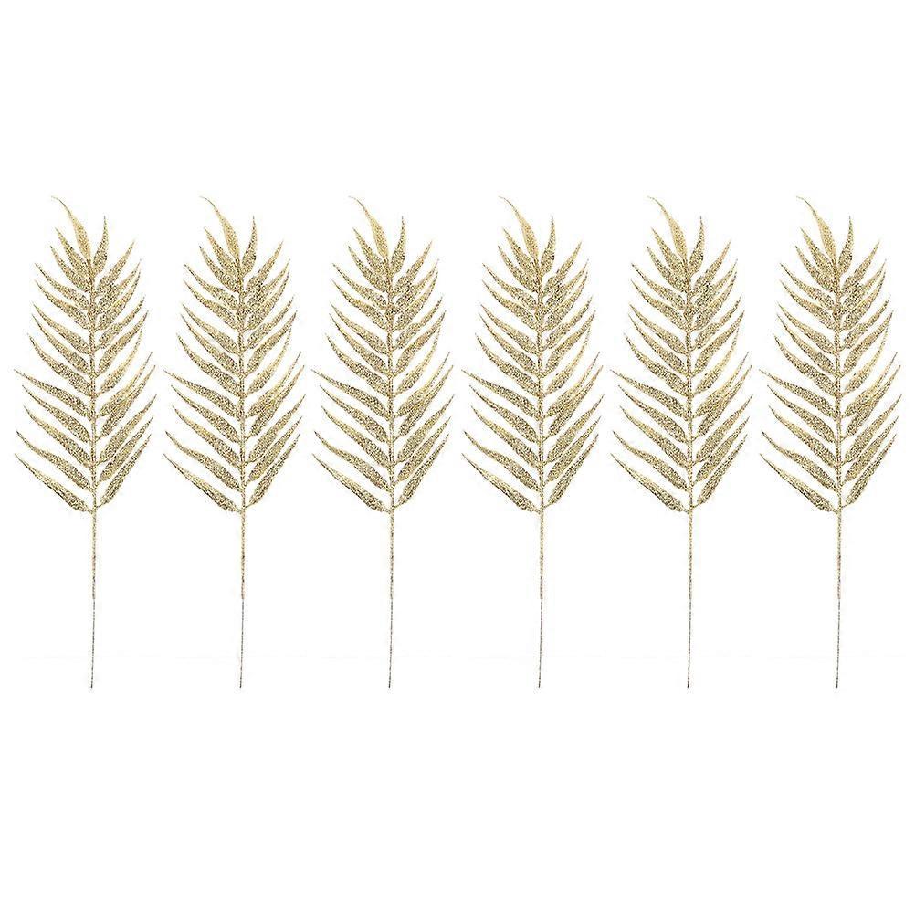 6 Künstliche Blätteranhänger Als Weihnachtsschmuck, Partydekoration-43x10x0.1cm-golden