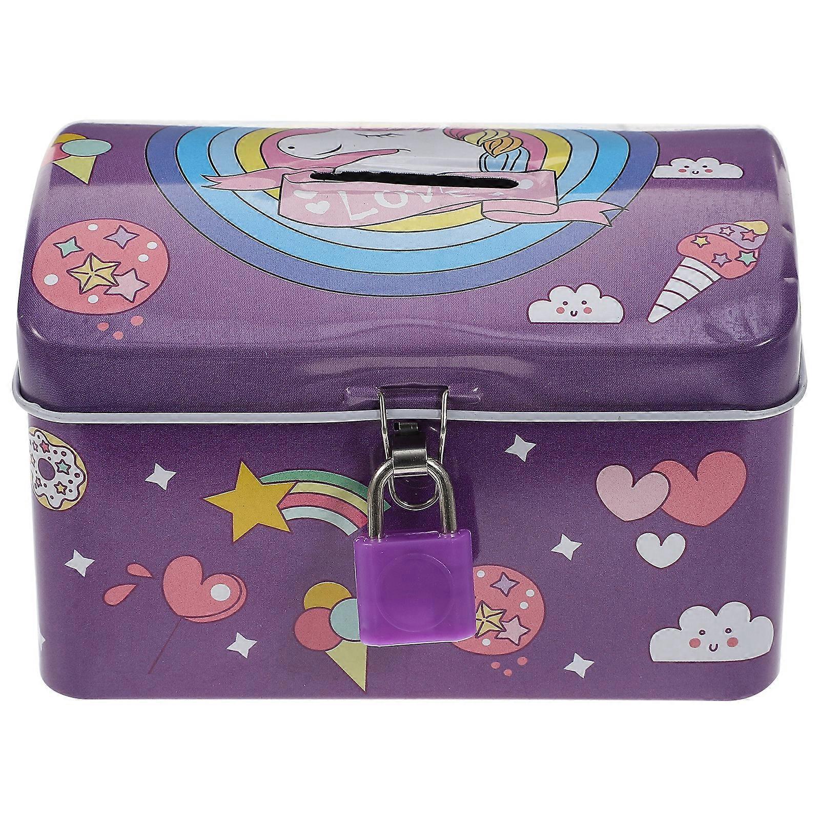 Einhorn-sparschwein Mit Schloss Und Schlüssel Für Kinder (zufälliges Design)-13x8x7.7cm-purple