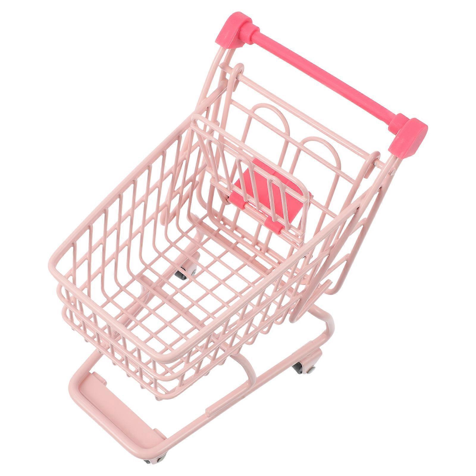 Faltbarer Einkaufswagen, Mini-marken-einkaufswagen, Einkaufswagen Für Kleinkinder, Modell-15x13.5x9.5cm-pink