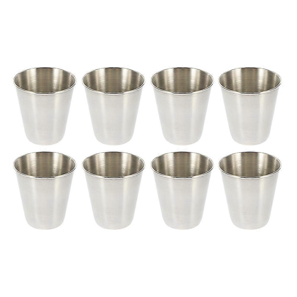 8-teiliges Set Weißer Trinkgläser Aus Metall, Edelstahl, Weingläser, Campingbecher, Schnapsgläser Aus Edelstahl-5.5x5.2x5.2cm-silver