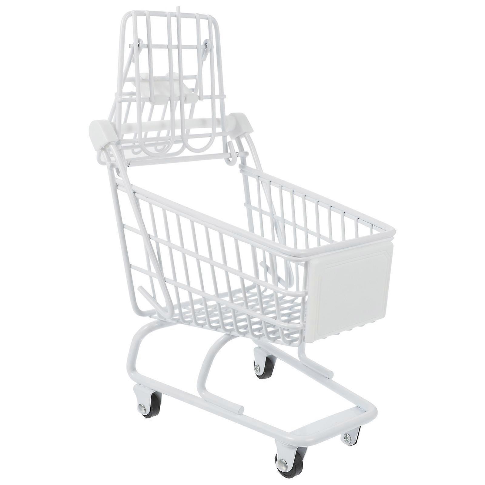Schicke Supermarkt-handwagen, Mini-einkaufswagen-modelle, Kreative Mini-einkaufswagen-15x13.5x9.5cm-white