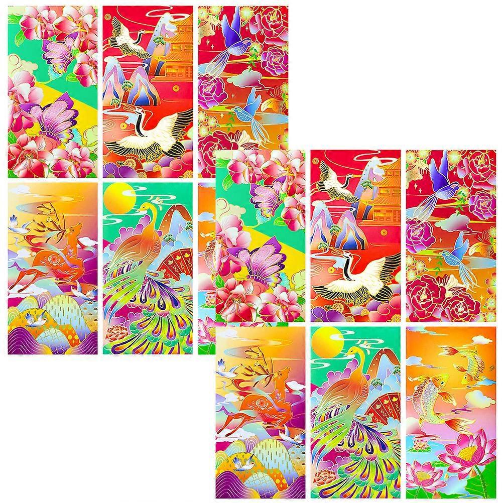 12 Stück Chinesische Geschenkumschläge Mit Hasenmotiv Zum Frühlingsfest, Geldumschläge Für Taschengeld Und Glücksgeld-17x9cm