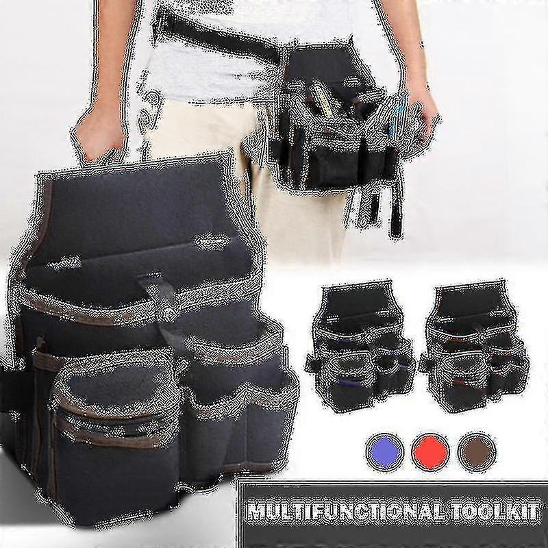 Gürteltasche Mit Hoher Kapazität, Werkzeugtasche 9-in-1, Hochwertige Werkzeugtasche Aus Polyestergewebe, Elektriker-gürteltasche-black Red