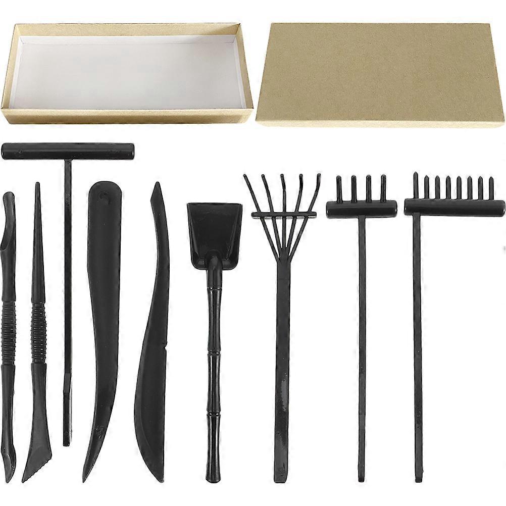 9-teiliges Mini-zen-gartenrechen-set, Mini-bauernhof-ornamente, Meditations-zen-gartenwerkzeuge-15.5x5.5x0.8cm