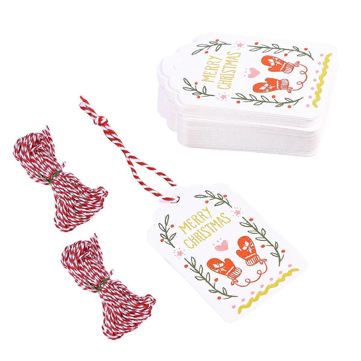 102 Bemalte Anhänger Mit 10 M Schnur, Diy-anhänger, Handschuhe, Musterpapier, Hängedekoration Für Diy-bastelarbeiten, Zuhause, Weihnachten (100 Anhänger, 2 1-7x4cm