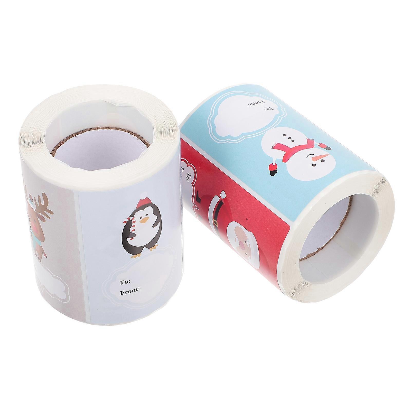 Rollen Beschreibbare Weihnachtsaufkleber, Selbstklebende Diy-weihnachtsaufkleber Mit Cartoonmotiven-7.5x5cm