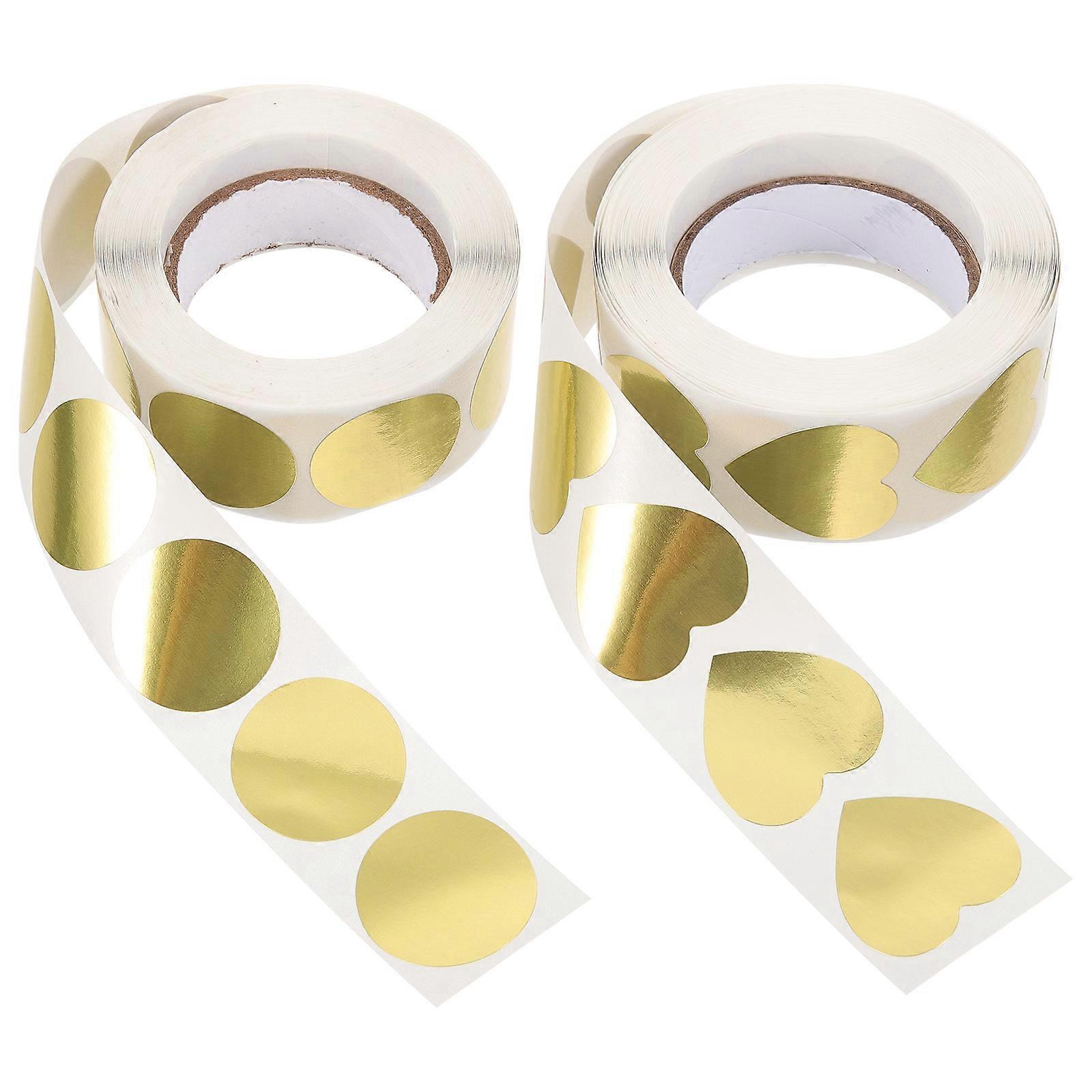 Rollen Herzförmige Verschlussetiketten, Selbstklebende Verschlussaufkleber, Runde Verschlussaufkleber-6x6cm-golden