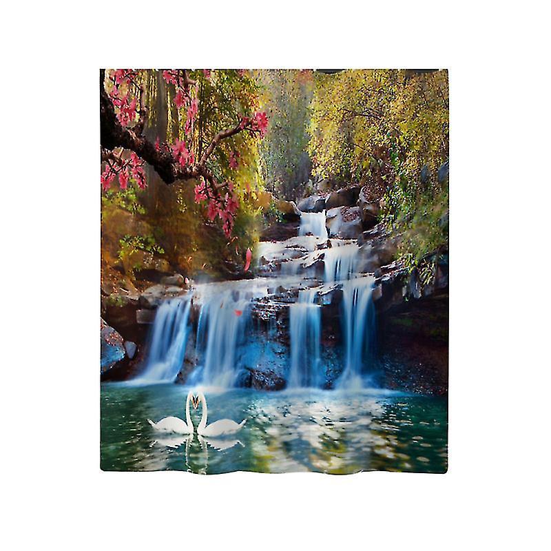 1 Duschvorhang Mit Wasserfallmuster