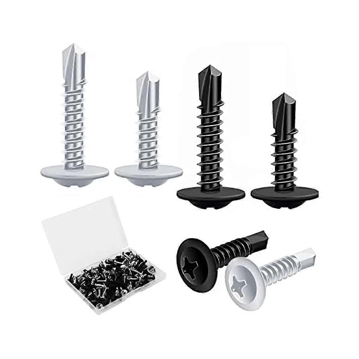 Metallschrauben, Selbstschneidend, 120 Stück, Edelstahlschrauben-set, Sortierte Flachkopf-bohrschrauben F