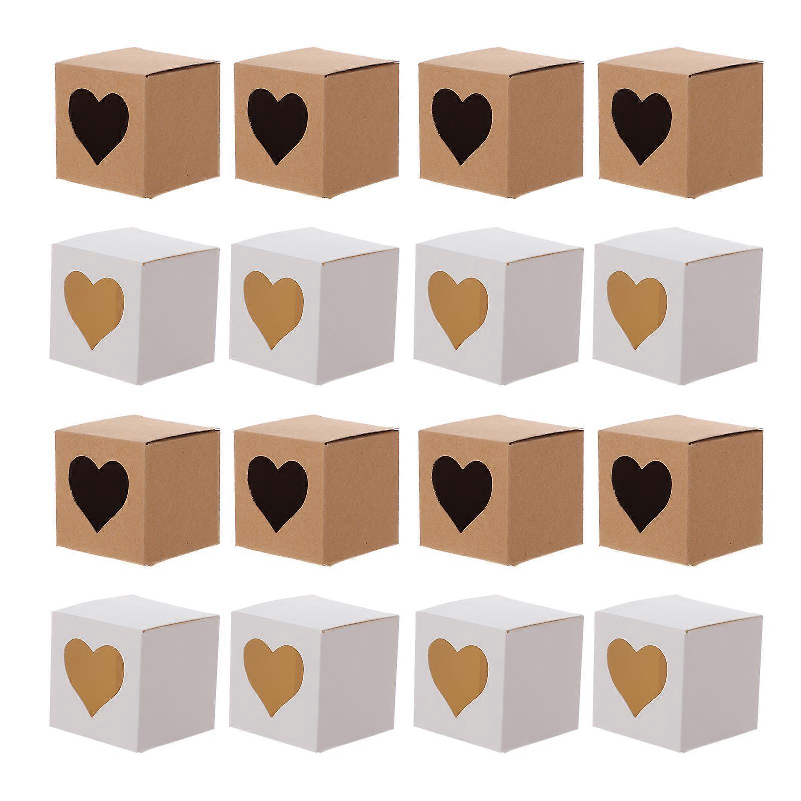 60 Quadratische Kraftpapierboxen, Ideal Zum Verpacken Von Süßigkeiten, Geschenken Und Kuchen, Herzförmige Boxen-5x5cm