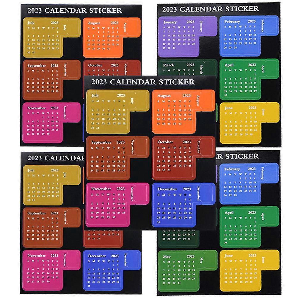 Blatt Farbige Aufkleber, Kalenderregisterkarten, Monatskalenderaufkleber, Notizblockaufkleber, Planeraufkleber 2023-colorful