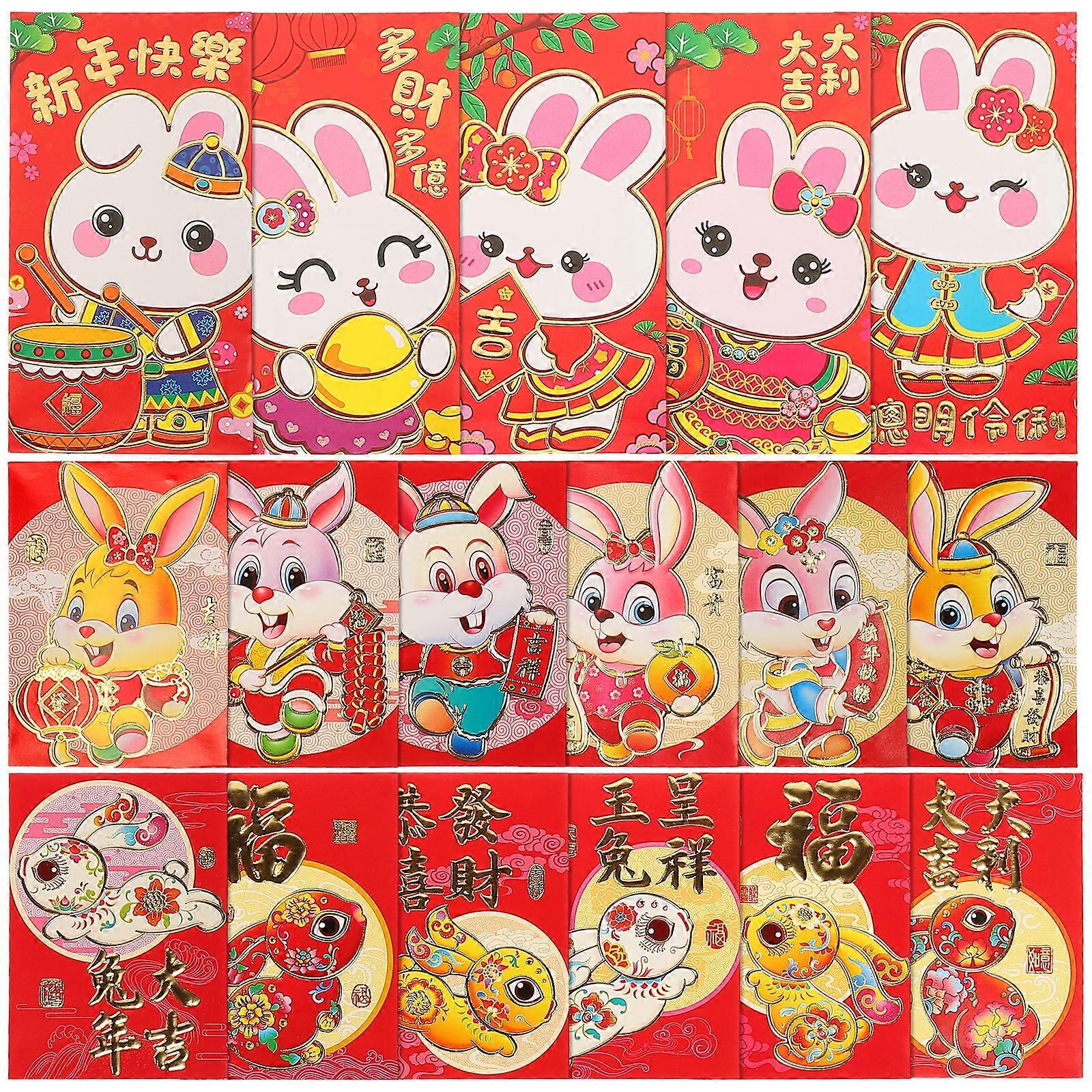54 Rote Geschenkumschläge (laisee Hongbao 2023) – Chinesische Rote Umschläge Zum Frühlingsfest-16.3x9x0.1cm-colorful