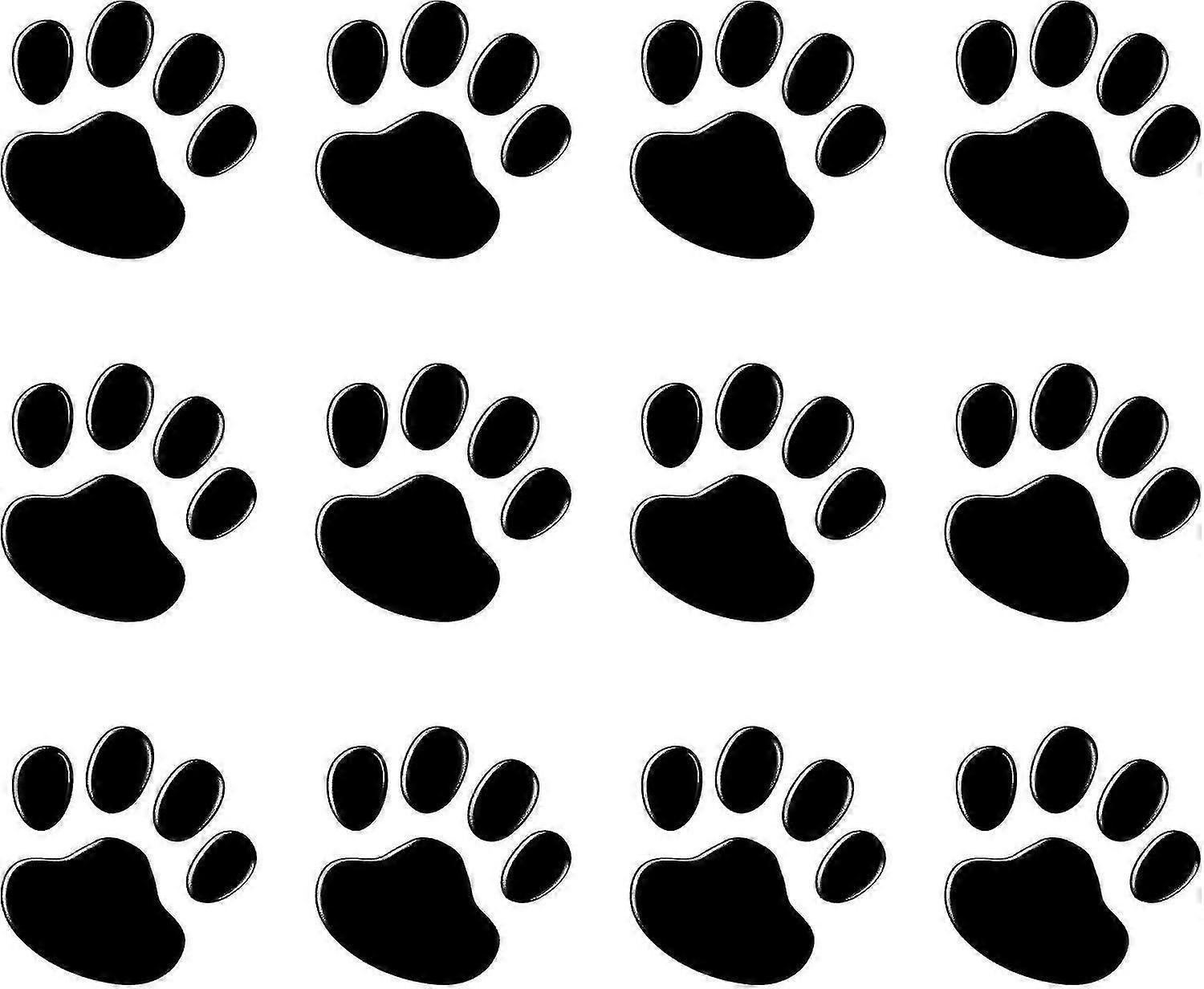 4/12 Stück 3d-autoaufkleber Mit Hundepfotenabdruck In Chrom, Autoemblem-dekoration-12pcs Black