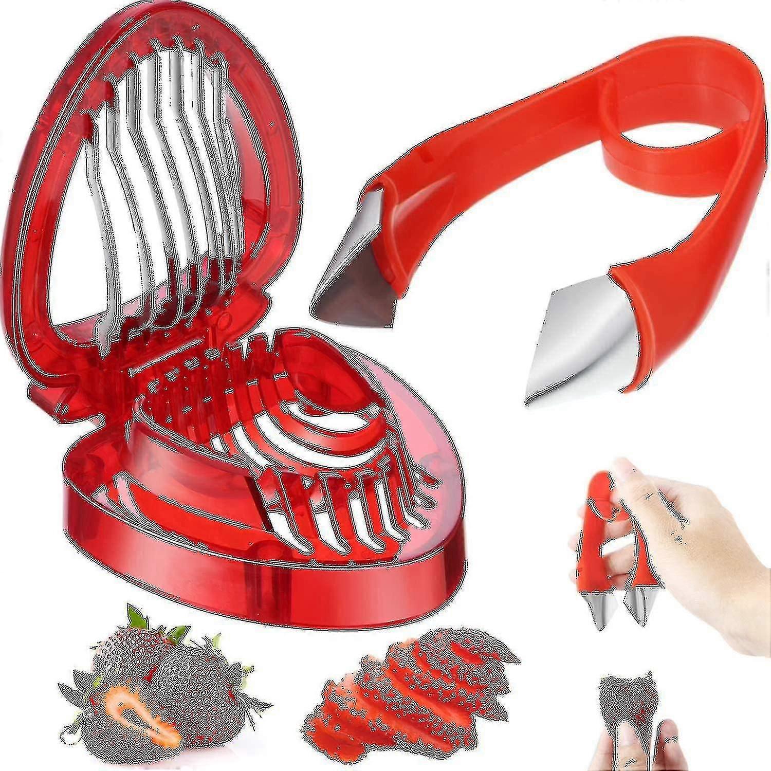 2-teiliges Erdbeerschneider-set, Erdbeerentkerner, Stielentferner, Fruchtblätterentferner, Schälwerkzeug, Küchenzubehör, Kernentkerner Für Erdbeeren Und Tomaten