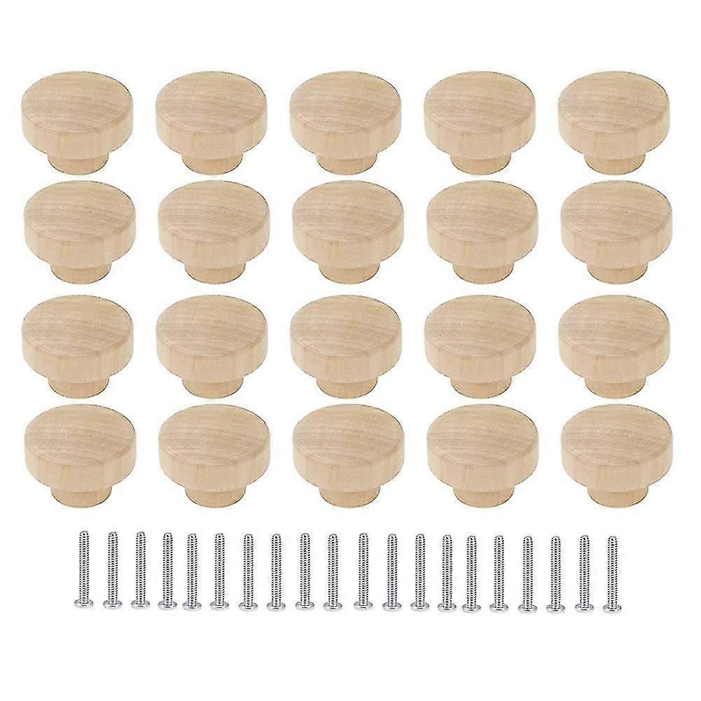 20 Runde, Unbehandelte Holzschubladenknöpfe, 35 Mm Durchmesser, Für Möbel, Schränke Und Kommoden