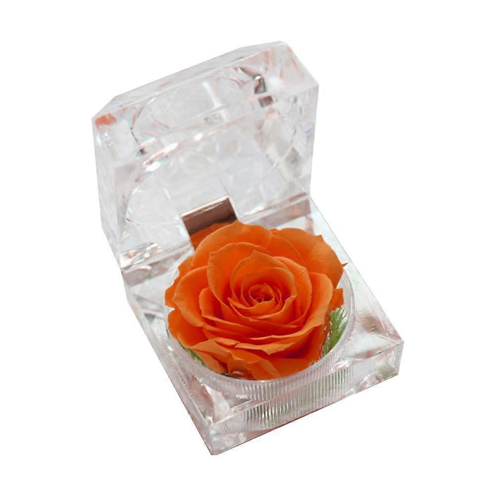 Stück Konservierte Blume Eternity Rose – Nie Verwelkende Rose – Geschenk Zum Valentinstag, Geburtstag Und Jahrestag – Mit Schubladen-geschenkbox (orange)-4.54.5cm