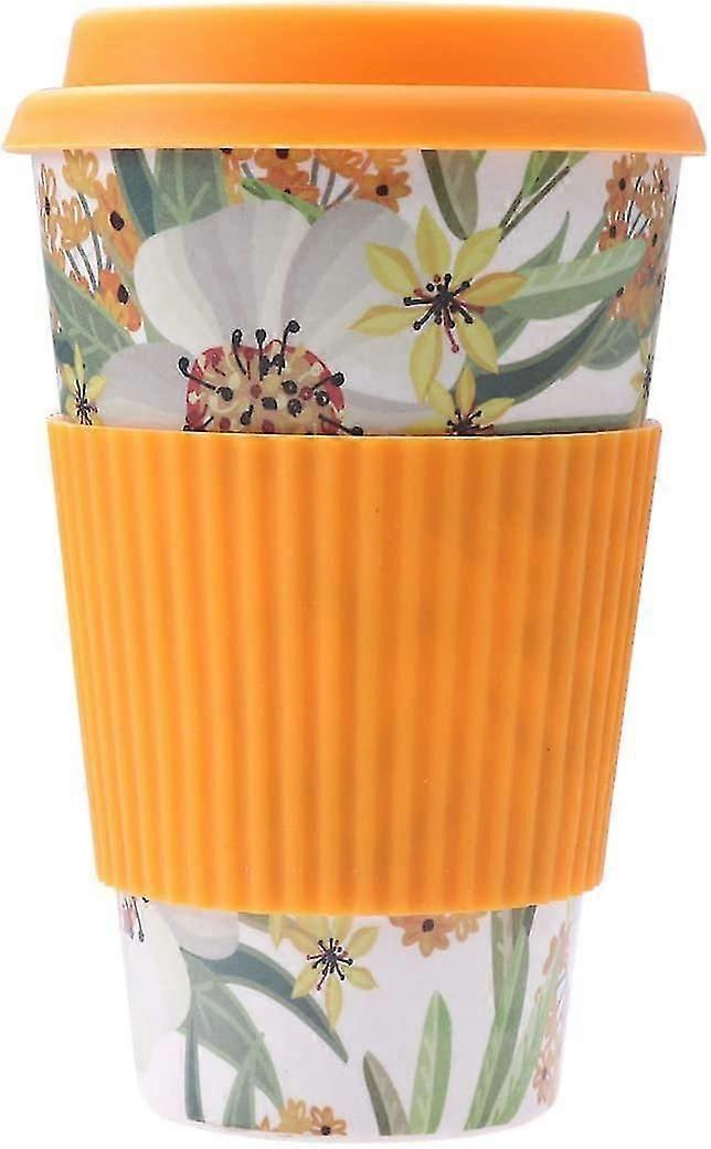 Kaffeebecher Aus Umweltfreundlicher Bambusfaser Mit Fleckenabweisendem Deckel, Hitzebeständig Für Kaffee Oder Tee, Spritzwassergeschützt (orange)
