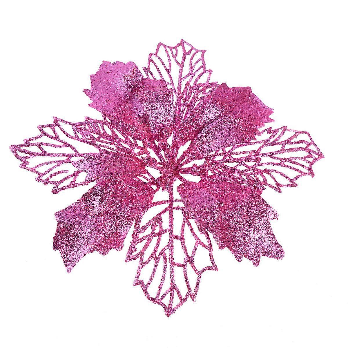 Rosa Weihnachtsbaum-dekoration Mit Glitzerblumen, Künstliche Blütenornamente, Ausgehöhlte, Zarte Blüten-pink