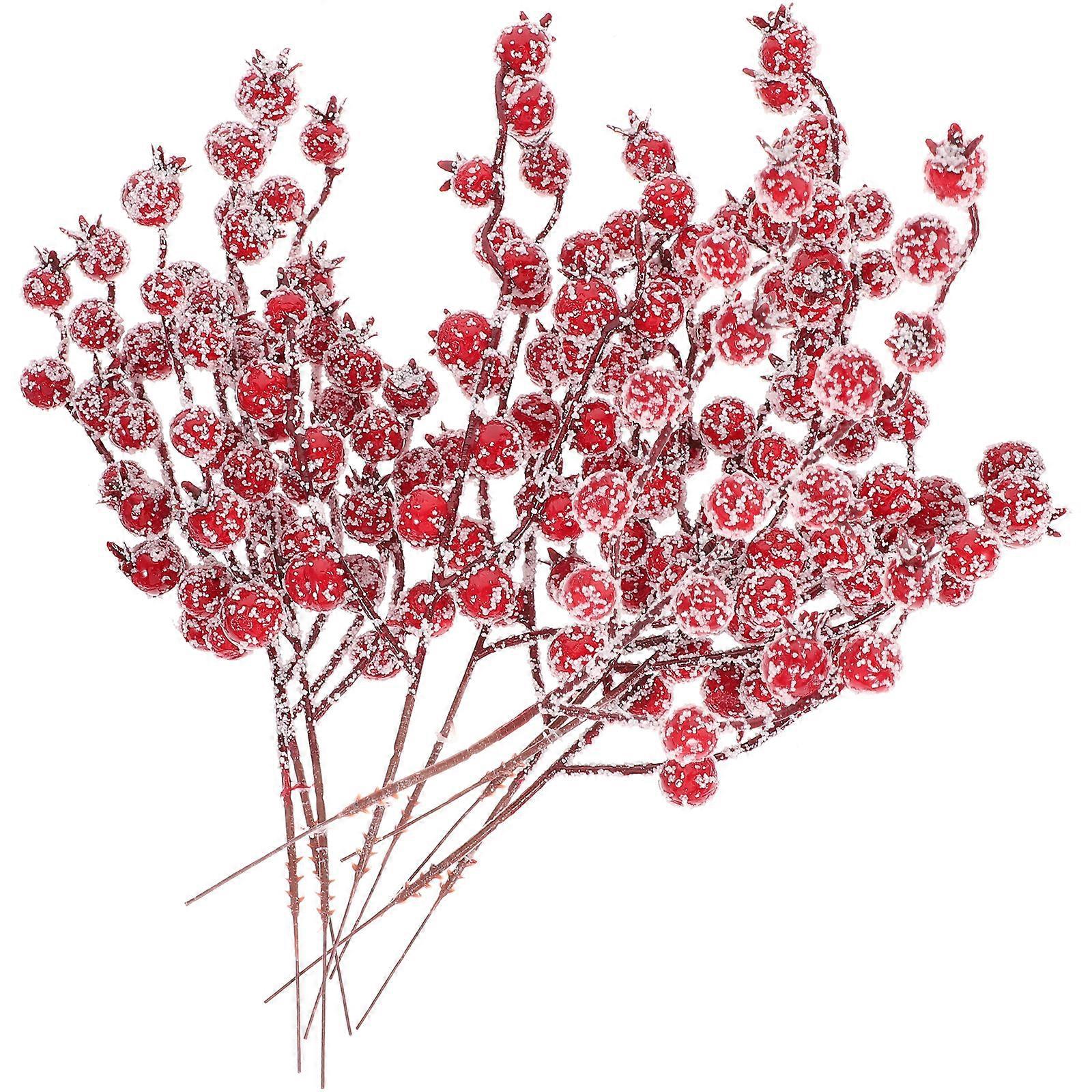 10 Stück Künstliche Zierapfelzweige Mit Blasenmuster Für Weihnachts-, Abend- Und Partydekoration (rot)-26x7cm-red