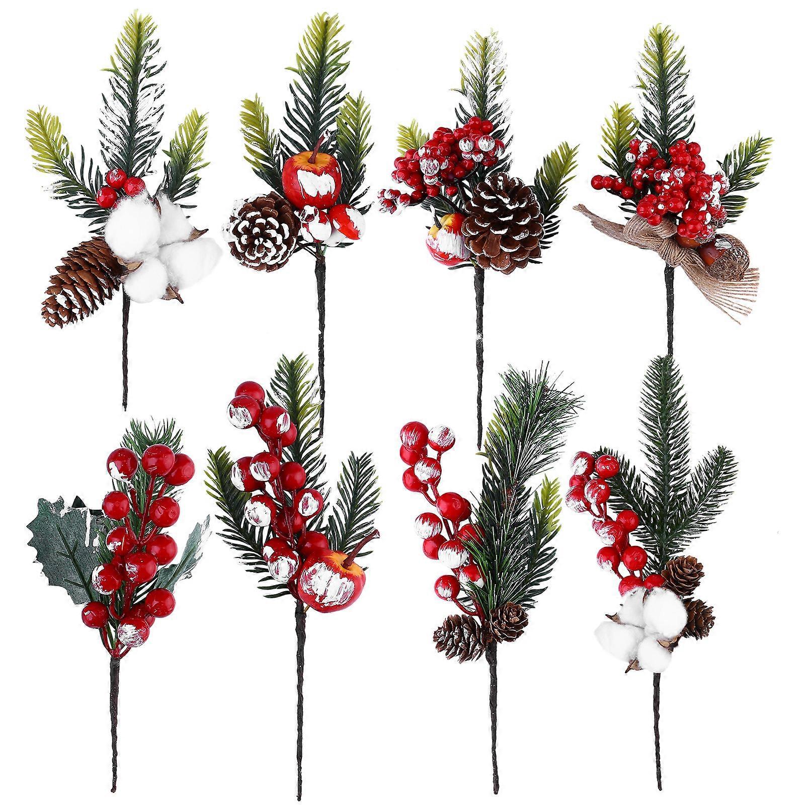 8-teiliges Set Künstliche Beerenzweig-dekorationen Für Partys, Diy-foto-requisiten Für Rote Beerensträuße-23x16x5cm-red