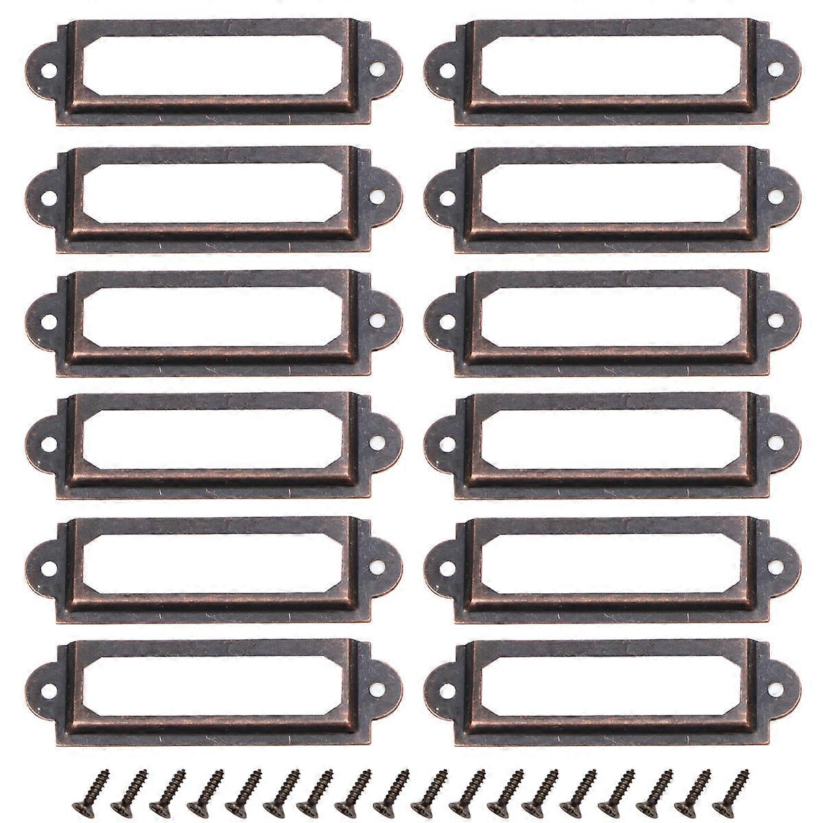 25 Stück Retro-metall-etikettenhalter Für Aktenschubladen, Inklusive 50 Schrauben Für Schrankschubladen Und Büroschränke (rot)-6x1.7cm