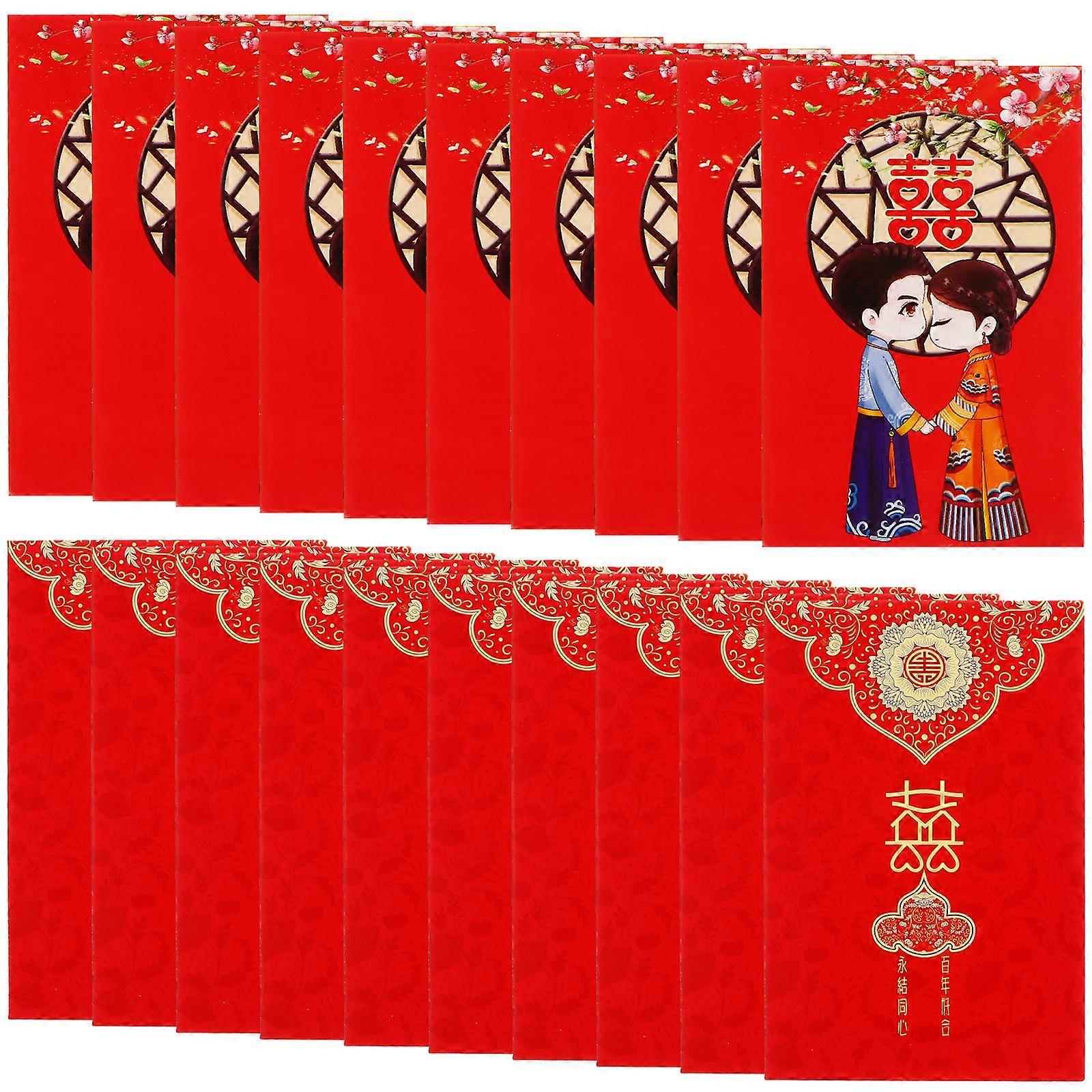 80 Praktische Geldbörsen In Festlichen Roten Umschlägen, Ideal Als Hochzeitsgeschenk-9x6.5cm