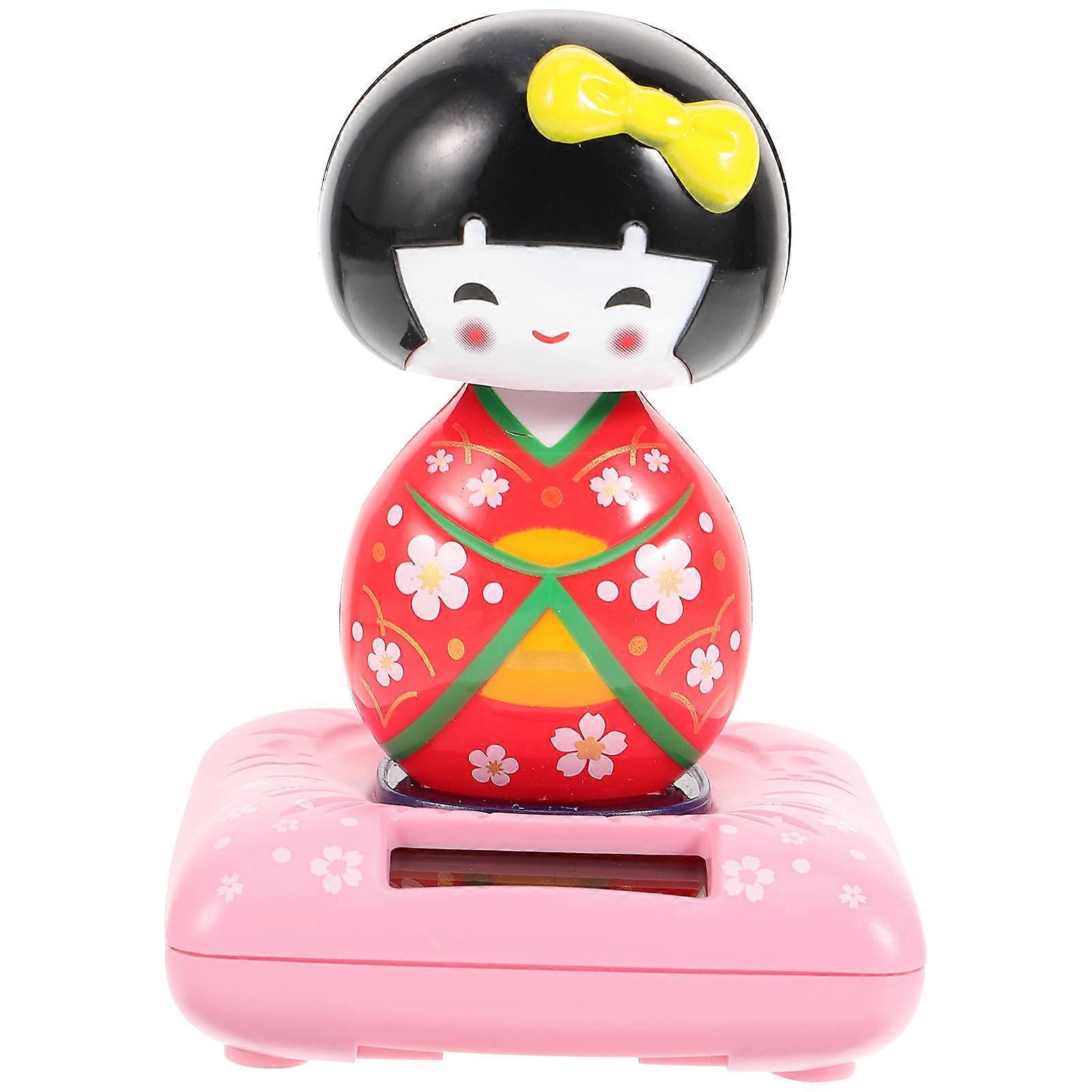 Rote, Kreative Kimono-puppe Als Auto-ornament, Solarbetrieben, Nickende Japanische Maiko-puppe, Geschenk Für Zuhause Und Schreibtisch.-117cm-red