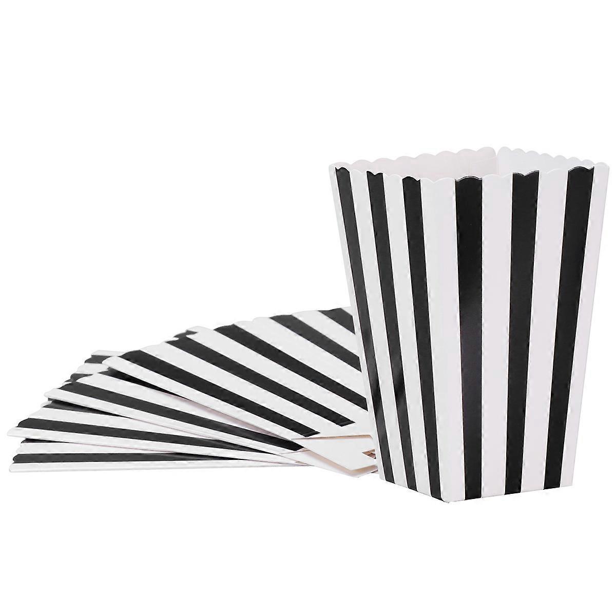 24 Einwegbehälter, Popcornboxen, Schwarze Popcornkartons, Schwarze Und Weiße Popcorntüten, Hohe Weiße Snackboxen, Süßigkeiten-popcorn-black