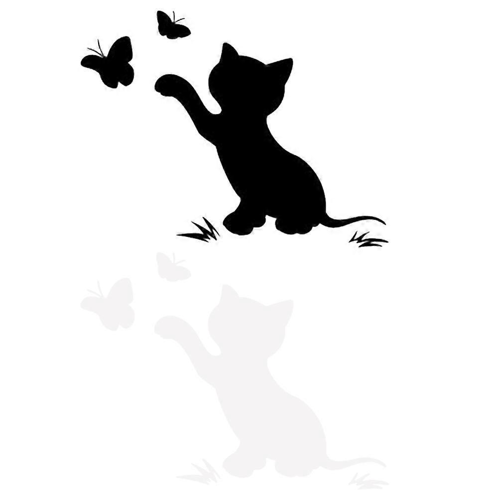 Stück Kreative Autoaufkleber Mit Cartoon-katze, Die Über Den Boden Kratzt, Zum Schutz Vor Kratzern (je 2 Stück In Schwarz Und Weiß)-15x11.5cm