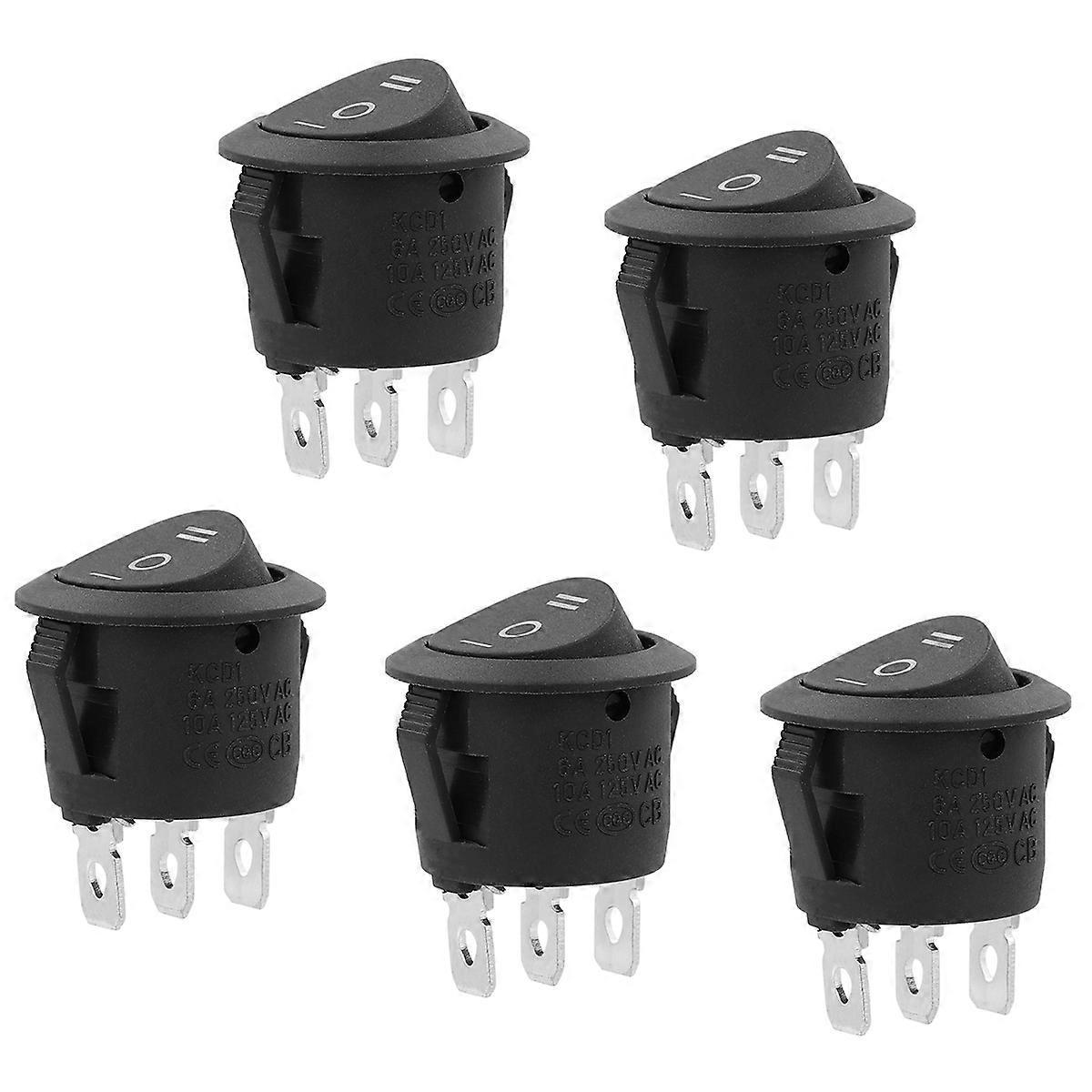 Winomo 5 Stück 3-teiliges Auto-rundschalter 23 Mm Einpoliger Kippschalter Doppeltaster (schwarz)